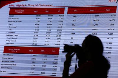 Paparan kinerja Triwulan III 2021 PT Bank Pembangunan Daerah Jawa Timur Tbk di Kantor Pusat bankjatim di Surabaya, Jawa Timur, Kamis (28/10/2021).