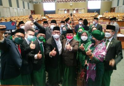 Peringatan Harlah ke-22 Fraksi PKB dan Hari Santri Nasional di Nusantara IV, Kompleks Parlemen, Senayan, Jakarta, Senin (1/11/2021).