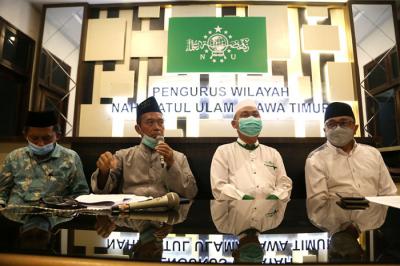 Jumpa pers tentang Cryptocurrency dan Bursa Kripto, di kantor PWNU Jawa Timur, Selasa (2/11/2021).