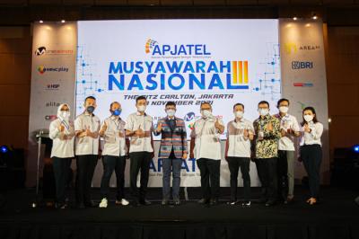 Musyawarah Nasional Asosiasi Penyelenggara Jaringan Telekomunikasi (APJATEL) di Jakarta, Rabu (3/11/2021).