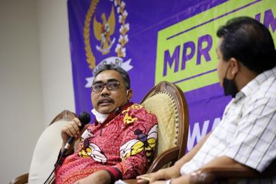 Diskusi empat pilar MPR di Kompleks Parlemen, Senayan, Jakarta, Senin (22/11/2021).