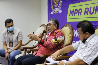 Diskusi empat pilar MPR di Kompleks Parlemen, Senayan, Jakarta, Senin (22/11/2021).