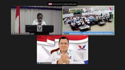 Ketua Umum Partai Perindo Hary Tanoesoedibjo memberikan sambutan pada acara Muskerwil III Provinsi Papua Barat, Senin (22/11/2021).