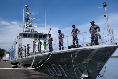 Pelepasan Kapal Ekspedisi Layanan Kas BI Sulsel di Dermaga Layang Lantamal VI, Makassar, Kamis (25/11/2021).