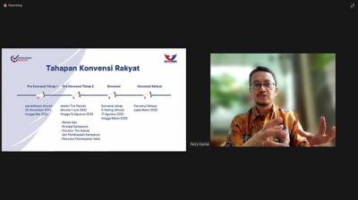 Webinar Partai Perindo dengan Tema Konvensi Rakyat : Jalan Baru Menuju Demokrasi Yang Lebih sehat, Jumat (3/12/2021).