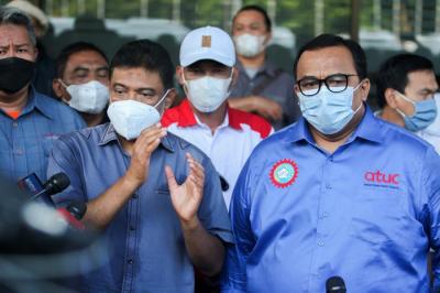 Perwakilan massa buruh diterima untuk Audiensi dengan Mahkamah Konstitusi (MK) di Jakarta Pusat, Rabu (8/12/2021).
