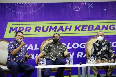 Diskusi Empat Pilar MPR di Medial Center, Nusantara II, Kompleks Parlemen MPR/DPR-DPD, Senayan, Jakarta, Rabu (8/12/2021).