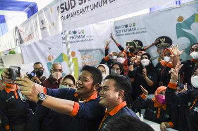 Peringatan Hari Kesehatan Nasional Ke-57 tingkat Provinsi Sumsel diselenggarakan di Dinning Halll Jakabaring Sport City Palembang, Rabu (8/12/2021).
