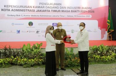 Pengukuhan Kepengurusan Kadin Jakarta Timur masa bakti 2021-2026 di kantor Walikota Jakarta Timur, Selasa (14/12/2021).