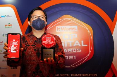 Penghargaan Top Digital Implementation 2021 Kategori Financial Technology di Jakarta, Selasa (21/12/2021).