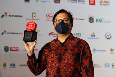 Penghargaan Top Digital Implementation 2021 Kategori Financial Technology di Jakarta, Selasa (21/12/2021).