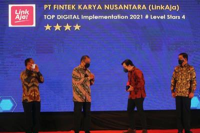 Penghargaan Top Digital Implementation 2021 Kategori Financial Technology di Jakarta, Selasa (21/12/2021).