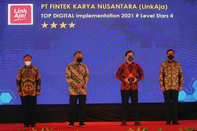 Penghargaan Top Digital Implementation 2021 Kategori Financial Technology di Jakarta, Selasa (21/12/2021).