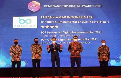 PT Bank Amar Indonesia Tbk , sebagai digital-only bank pertama di Indonesia, mendominasi di tiga kategori pada TOP Digital Awards 2021.