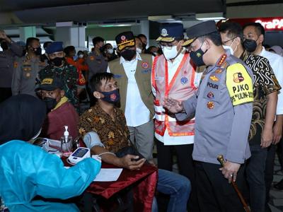 Kapolri Jenderal Listyo Sigit Prabowo meninjau langsung proses penegakan protokol kesehatan terhadap Pelaku Perjalanan Internasional.
