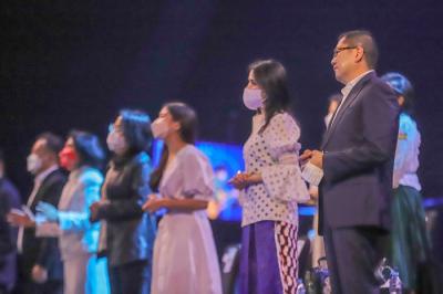 Ibadah Natal 2021 di Studio RCTI+, MNC Studios, Kebon Jeruka, Jakarta Barat, Kamis (9/12/2021) malam.