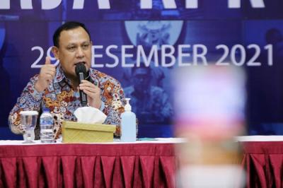 Jumpa pers Kinerja Tahun 2021, di Gedung Penunjang KPK Merah Putih, Jakarta, Rabu (29/12/2021).