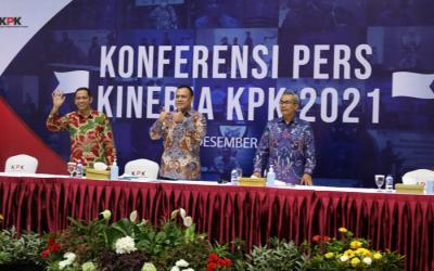 Jumpa pers Kinerja Tahun 2021, di Gedung Penunjang KPK Merah Putih, Jakarta, Rabu (29/12/2021).