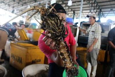 Suasana aktivitas pedagang ikan di Pasar Ikan Muara Angke, Jakarta, Jumat (31/12/2021).