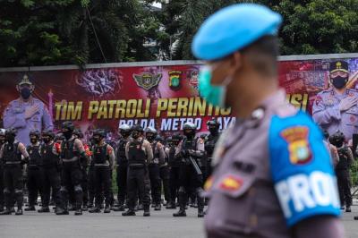 Kapolri Jenderal Listyo Sigit Prabowo memberikan sambutan saat upacara peresmian tim Perintis Presisi Polda Metro Jaya.