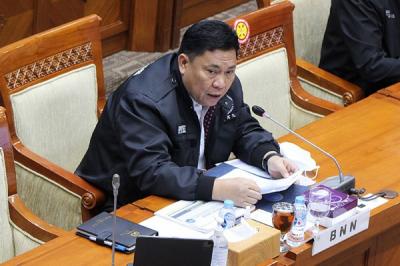 Kepala BNN Dr. Petrus Reinhard Golose saat Rapat Kerja dengan Komisi III DPR RI di gedung Perleman, Jakarta, Kamis (20/1/2022).
