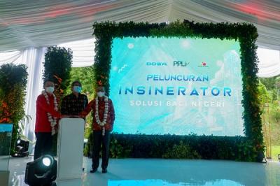 Peresmian insinerator di PPLI Main Facility, Desa Nambo, Klapanunggal, Bogor, Jawa Barat, Selasa (25/1/2021).