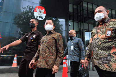 Menteri Perencanaan Pembangunan Nasional (PPN)/Badan Perencanaan Pembangunan Nasional (Bappenas) Suharso Monoarfa saat menyambangi KPK di Jakarta.