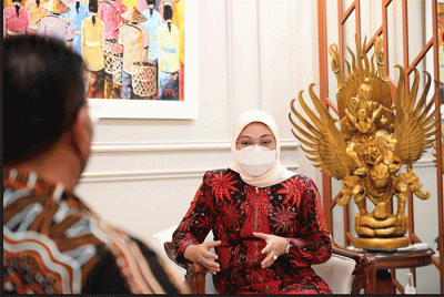 Menaker Ida Fauziyah saat menerima audiensi pengurus DPP PPNI di kantor Kemnaker, Jakarta, Jumat (4/2/2022).