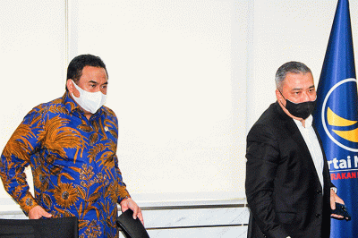 Jumpa pers terkait pergantian ketua Fraksi Nasdem di Jakarta, Senin (7/2/2022).