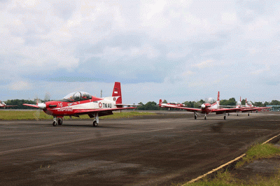Tim aerobatik TNI AU Jupiter Aerobaric Team (JAT), memulai perjalanan ke ajang internasional Singapore Air Show (SAS) 2022.