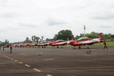 Tim aerobatik TNI AU Jupiter Aerobaric Team (JAT), memulai perjalanan ke ajang internasional Singapore Air Show (SAS) 2022.