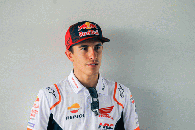 Potret Marc Marquez usai interview bersama tim Repsol Honda di Sirkuit Mandalika, Lombok Tengah, NTB, Kamis (10/2/2022).