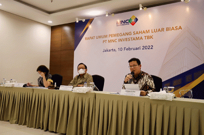 Rapat Umum Pemegang Saham Luar Biasa (RUPSLB) di Gedung Inews lantai 3, Jakarta Pusat, Kamis (10/2/2022).