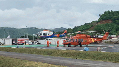 Ketiga helikopter sudah terlihat parkir di area luar sirkuit.