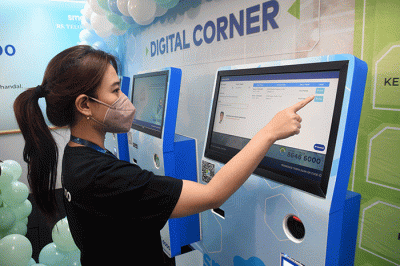Peresmian Contact Center dan Digital Corner di Gedung Cattleya Lantai 1 RS Telogorejo Semarang, Jawa Tengah, Senin (14/2/2022).