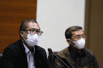 Jumpa pers di Gedung KPK Merah Putih, Jakarta, Senin (14/2/2022).