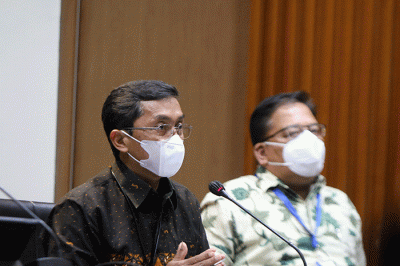 Jumpa pers di Gedung KPK Merah Putih, Jakarta, Senin (14/2/2022).