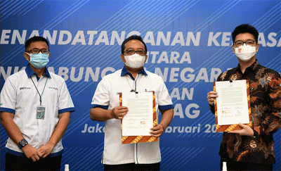 Perjanjian Kerja sama tentang Integrasi Layanan Sistem Informasi dengan Platform Arsitag pada Ekosistem Digital Bank BTN di Jakarta, Rabu (16/2/2022).