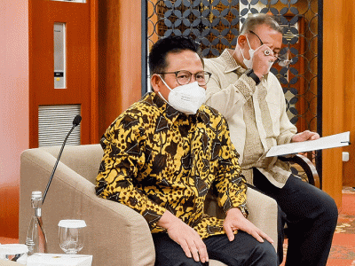 Wakil Ketua DPR Muhaimin Iskandar memberikan keterangan mengenai Pemilu 2024 agar ditunda selama satu atau dua tahun di Jakarta, Rabu (23/2/2022).