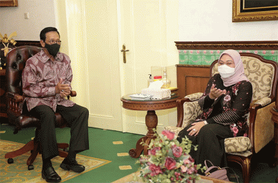 Dalam rangka persiapan perhelatan G20, Menteri Ketenagakerjaan Ida Fauziyah, menemui Gubernur Daerah Istimewa Yogyakarta, Sri Sultan Hamengkubuwono (HB) X.