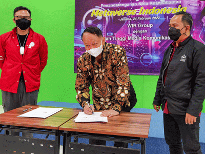 Kerjasama pembangunan metaverse Indonesia antara WIR Group dengan Trisakti School Of Multimedia di Jakarta, Kamis (24/2/2022).