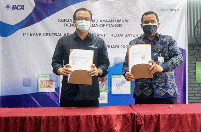 Penandatanganan Nota Kesepahaman mengenai kerjasama antara PT Bank Central Asia Tbk dengan PT Kedai Sayur Indonesia, Kamis (24/2/2022).