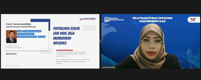 Pelatihan Public Speaking dan Pemberitaan Partai Perindo yang diselenggarakan secara Virtual, Jumat (25/2/2022).