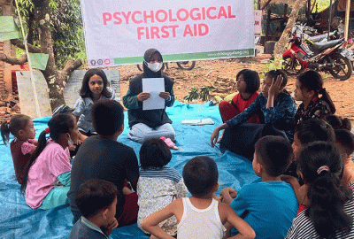 Dompet Dhuafa Singgalang dan Disaster Management Center Dompet Dhuafa mendirikan Dapur Umum untuk penyintas gempa bumi Pasaman Barat di Kampung Tangah Kajai.