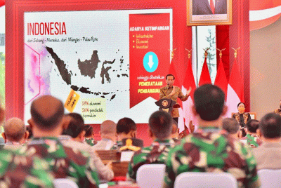 Presiden Joko Widodo membuka Rapat Pimpinan TNI-Polri di Markas Besar TNI Cilangkap, Jakarta Timur, Senin (1/3/2022).