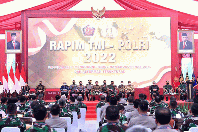 Kasau Marsekal TNI Fadjar Prasetyo, mengikuti Rapat Pimpinan (Rapim) TNI-Polri 2022 yang dilaksanakan di Mabes TNI, Cilangkap, Jakarta, Selasa (1/3/2022).