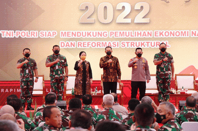 Kasau Marsekal TNI Fadjar Prasetyo, mengikuti Rapat Pimpinan (Rapim) TNI-Polri 2022 yang dilaksanakan di Mabes TNI, Cilangkap, Jakarta, Selasa (1/3/2022).