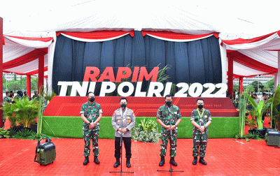 Kasau Marsekal TNI Fadjar Prasetyo, mengikuti Rapat Pimpinan (Rapim) TNI-Polri 2022 yang dilaksanakan di Mabes TNI, Cilangkap, Jakarta, Selasa (1/3/2022).