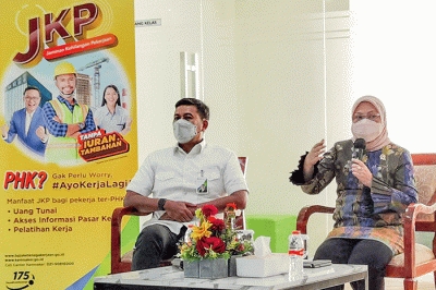 Pelatihan kerja yang diikuti oleh para peserta penerima manfaat program Jaminan Kehilangan Pekerjaan (JKP) di Jakarta, Kamis (10/3/2022).
