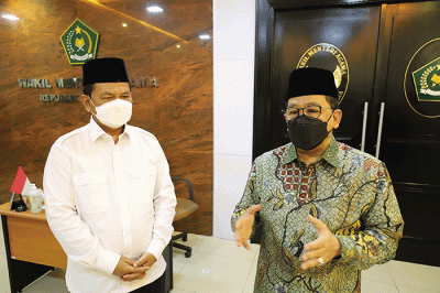 Ketua DPP Partai Perindo Bidang Keagamaan, Abdul Khaliq Ahmad saat bertemu Wamenag Zainut Tauhid Sa’adi, di Kantor Kemenag, Jakarta, Kamis (10/3/2022).